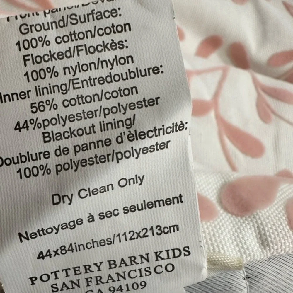 Pottery‎ Barn Kids Pink Floral Flocked Blackout Curtain Panel 44x84